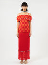 YANYAN KNITS 25 Spring/Summer Embellished Plaid Shoulder Top YYK-YYW25-0201-HONG Red